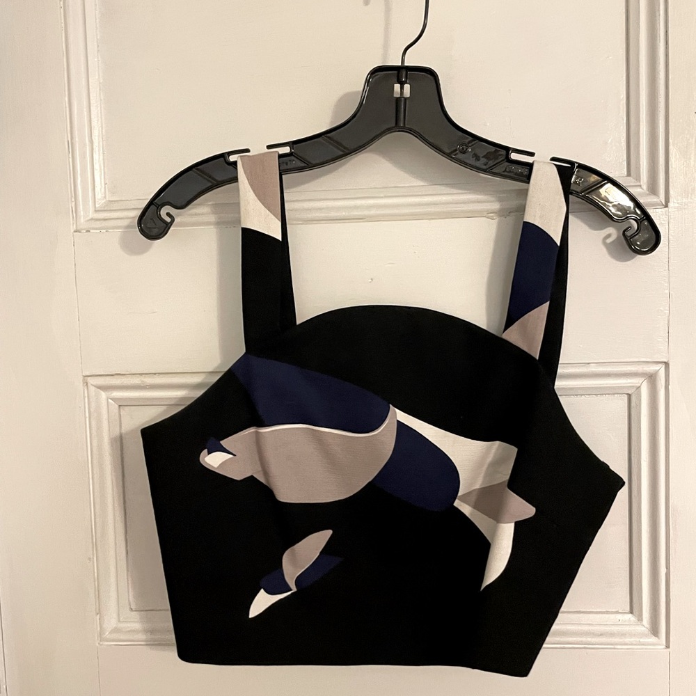 Tibi floral particle crop top and skirt set